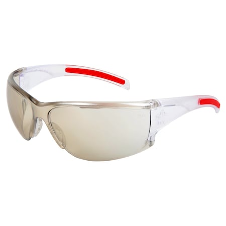 Mcr Safety Hulk HK1, Safety Glasses, Anti-Scratch, I/O Clear Mirror Lens, Clear/Red Frame, Frameless, 12 PK HK119